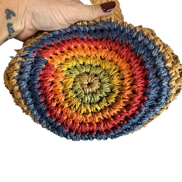 Cappelli Straworld Natural Colorful Mini Handwoven‎ Straw Tote Bag Purse - Picture 5 of 7